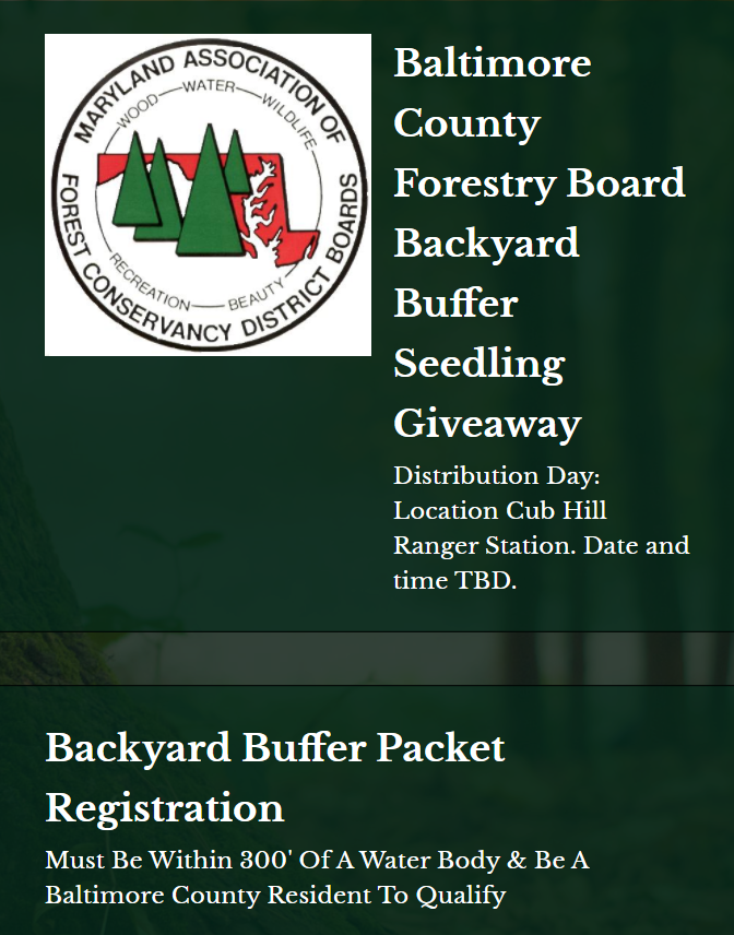 image of baltimore county forestry board backyard buffer seedling giveaway